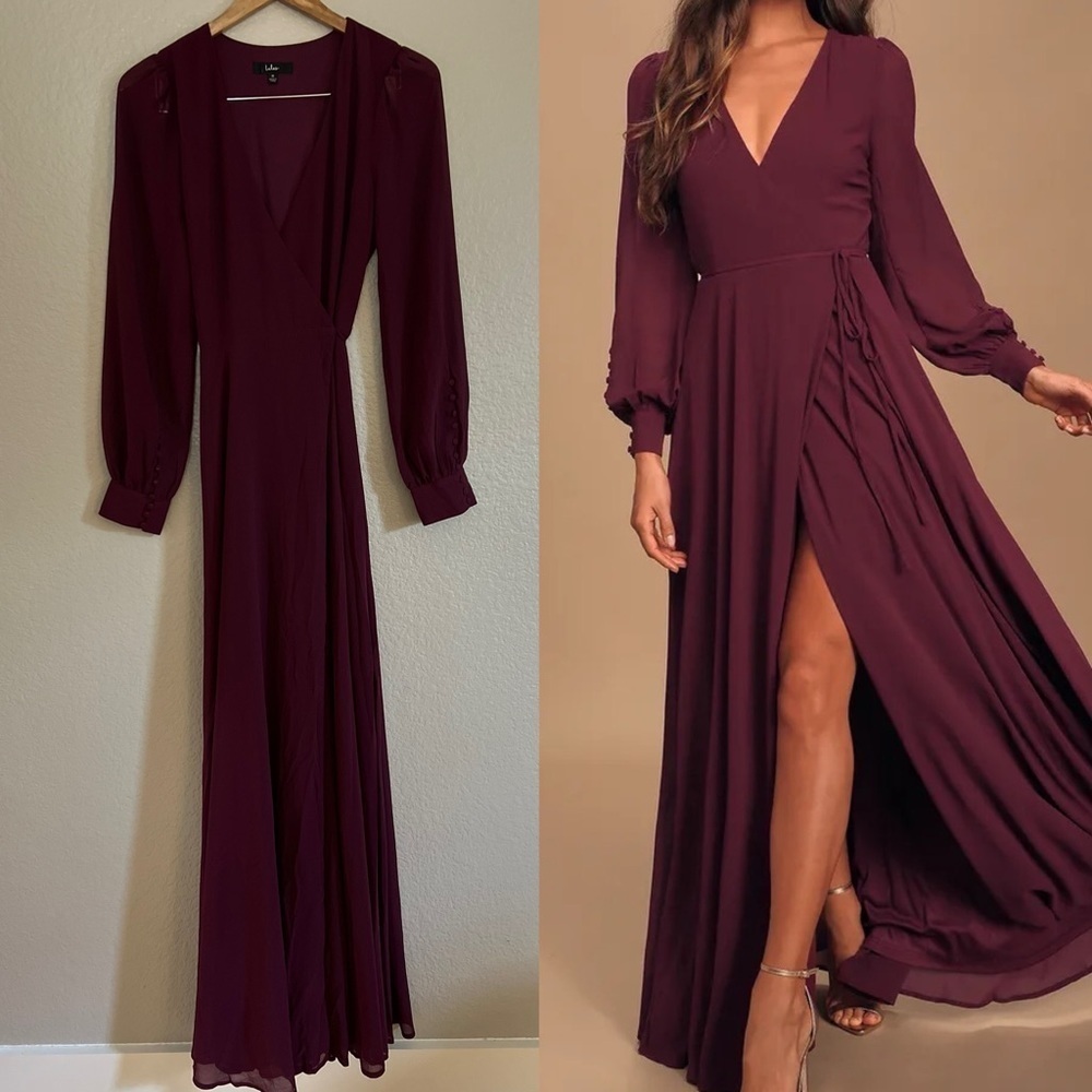 My Whole Heart Plum Long Sleeve Wrap Dress!